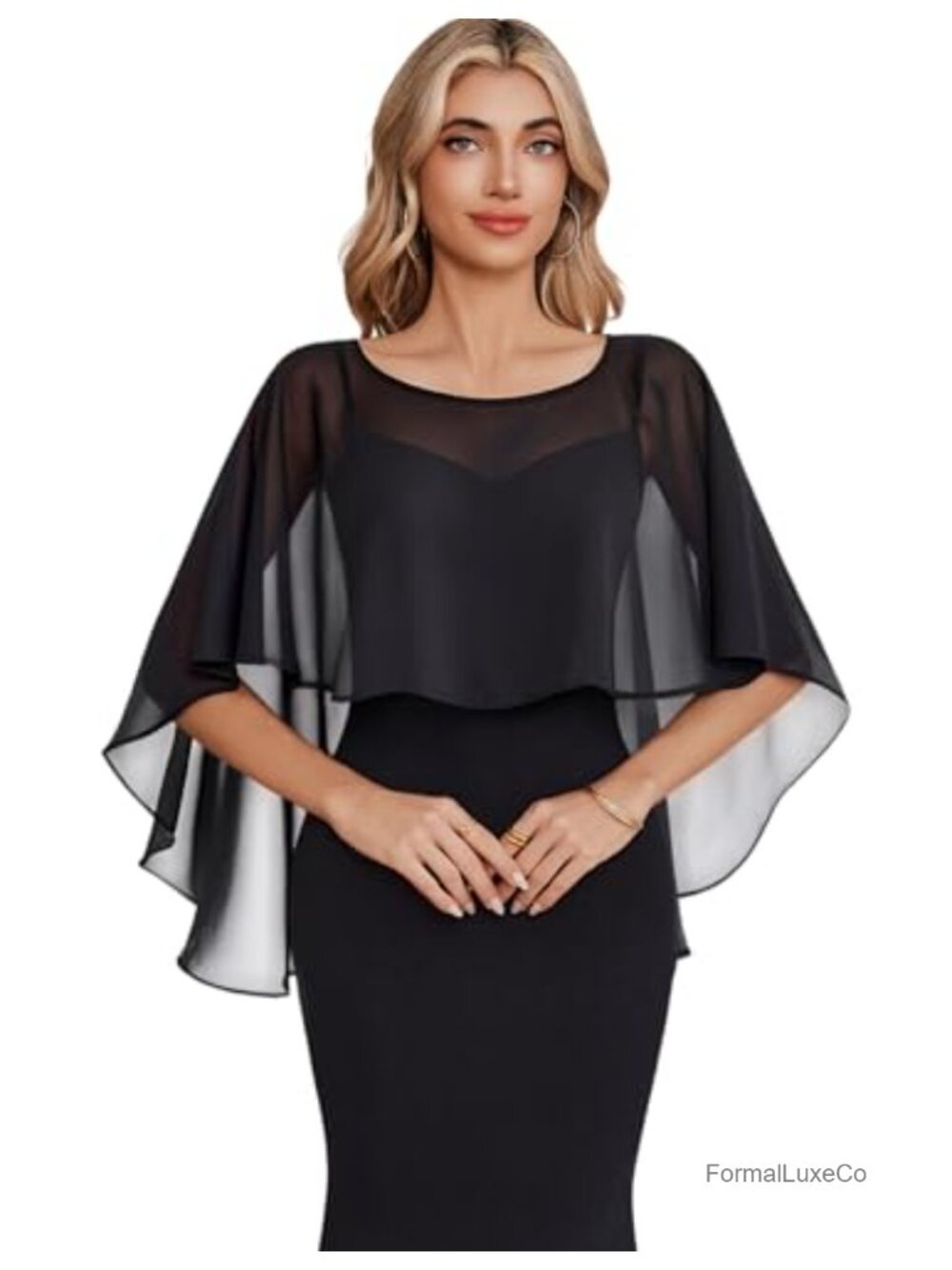 Chiffon Cape Shawl Wrap for Evening Dress Wedding Cover Up Formal